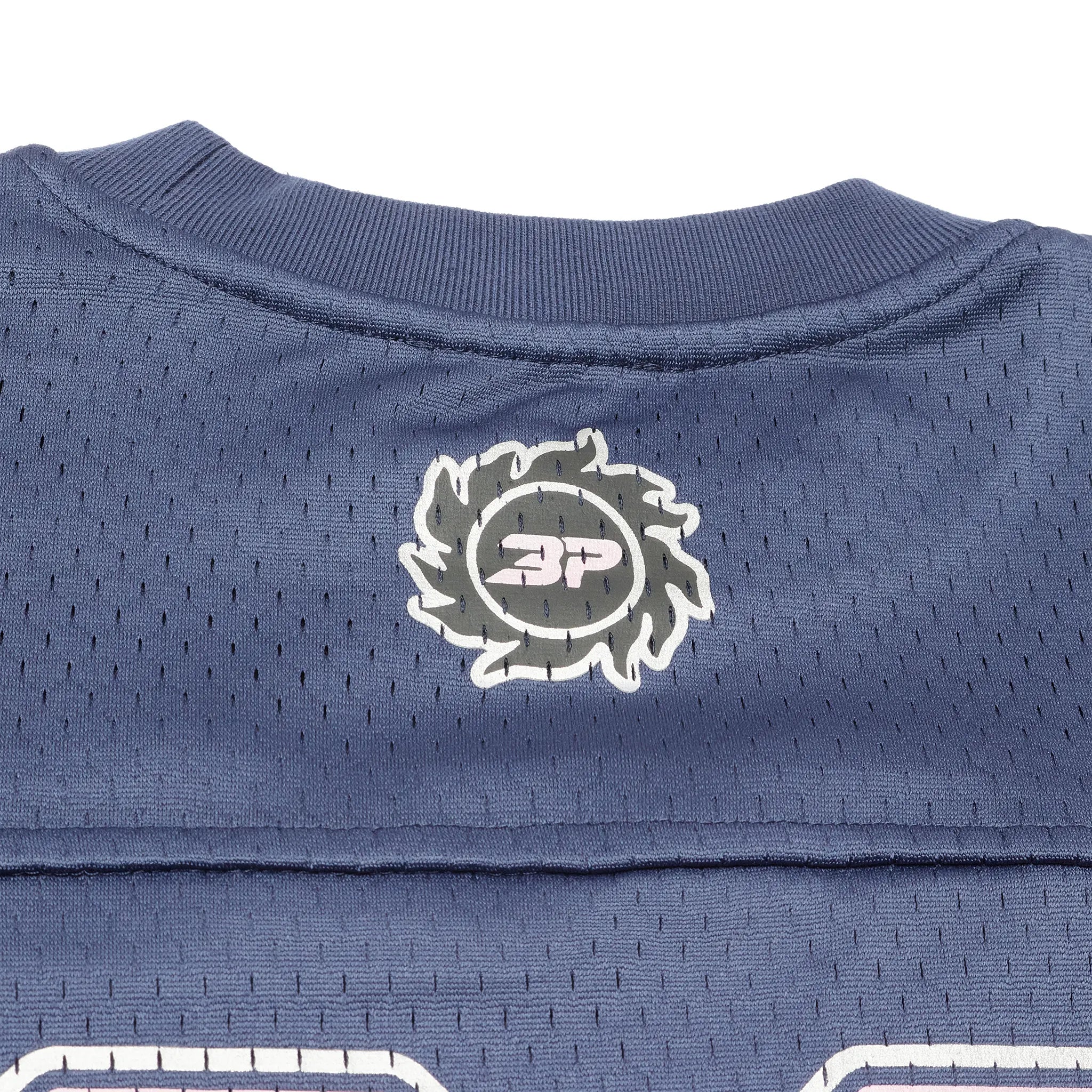 Back detail view of Broken Planet Mesh Outerspace Blue Jersey